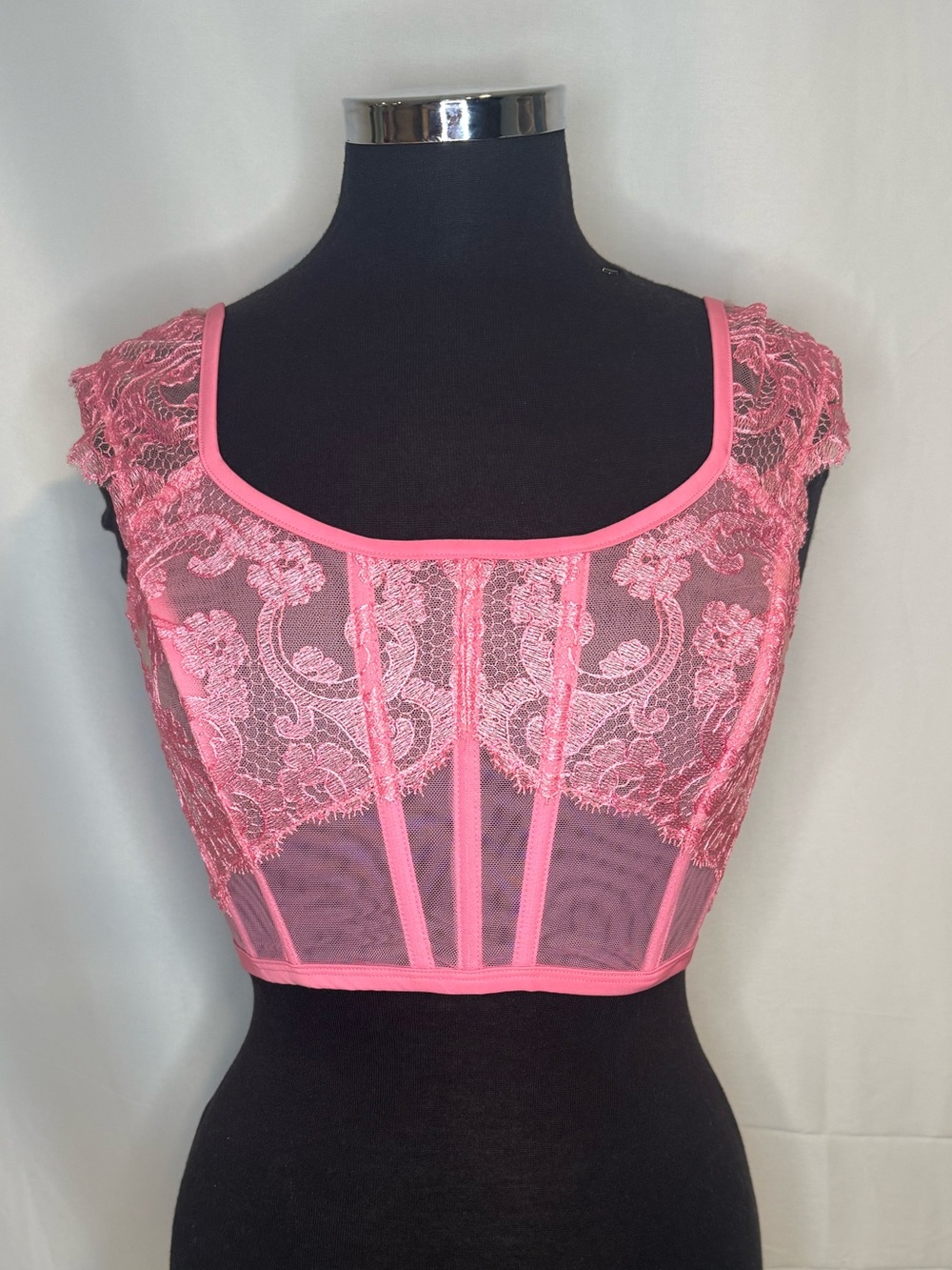 Victoria’s Secret Dream Angels Pink Lace Corset Bustier Crop Top Small